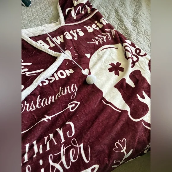 Blanket Robe MOM My Best Friend Hoodie Warm Wraparound NEW! - Picture 11 of 13
